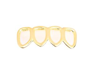 4 Teeth Gold Grill - One size fits all - HOLLOW Bottom - Gold