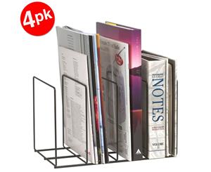 4PK Marbig Wire Book/Magazine Rack Holder 4 Slot Desk Organiser for Office/Home