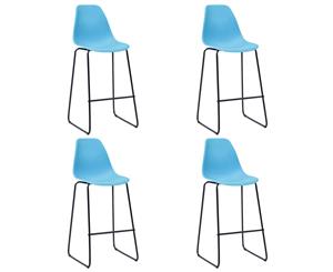 4x Bar Chairs Blue Plastic Counter Height Dining Stool Kitchen Seat