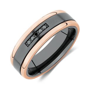 7mm Ring with Black Diamonds in Black Titanium & 10ct Rose Gold