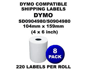 8 Rolls Dymo Compatible Direct Thermal Labels SD0904980 150mm x 100mm