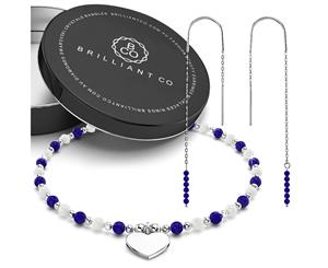 .925 Boxed Sterling Silver Lapis Lazuli Bracelet and Earrings