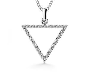 .925 Sterling Silver Triangle Pendant-Silver/Clear