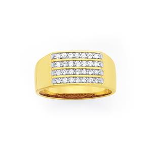 9ct Gold Men's Diamond Ring 0.50ct Total Diamond Weight