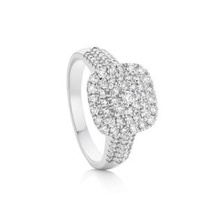 9ct White Gold Diamond Cushion Shape Dress Ring