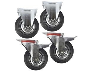 AB Tools 6" (150mm) Rubber Fixed and Swivel With Brake Castor Wheels (4 Pack) CST09_011