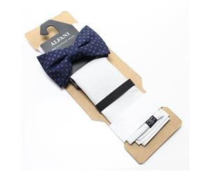 Alfani Blue Checkered Pre-Tied Bow Men's Shimmer Pocket Square Set