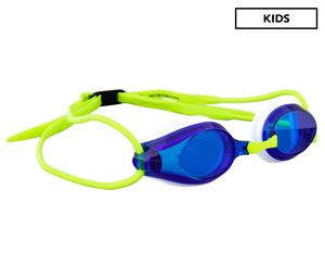 Arena Kids' Tracks Junior Swim Goggles - Blue/White/Fluro Yellow
