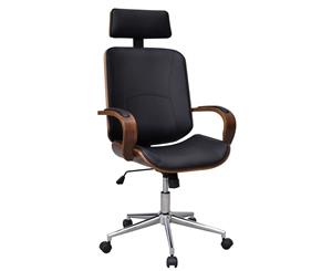 Artificial Leather Office Chair Adjustable Swivel Bentwood w/ Headrest Armchair