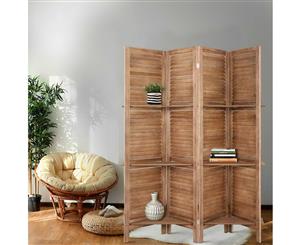Artiss 4 Panel Room Divider Screen Privacy Dividers Shelf Wooden Timber Stand