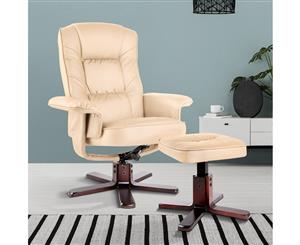 Artiss Sofa Recliner Chair Lounge Ottoman Wooden Armchair Office Couch Beige