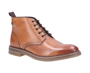 Base London Mens Raynor Burnished Leather Laced Chukka Boots - Tan