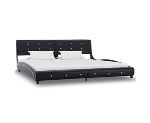 Bed Frame Black Faux Leather King Base Upholstered Bedroom Furniture