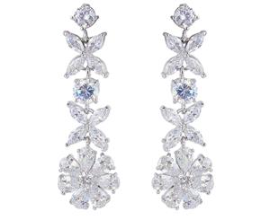 Bella Krystal - Women's Ashlynn Crystal Floral Drop Earrings