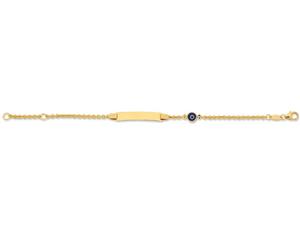 Bevilles Children's 9ct Yellow Gold Silver Infused Evil Eye ID Bracelet