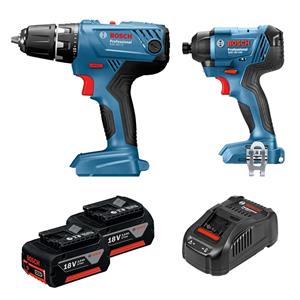 Bosch Blue Cordless 18V 2 Piece Hammer Drill And Impact Drill/Driver Kit