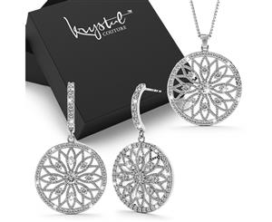 Boxed Flower of Life Intricate White Gold Set