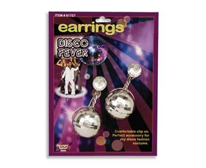 Bristol Novelty Unisex Adults Disco Ball Earrings (Silver) - BN318