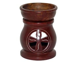 Brown 1pce 10cm Symbolic Soapstone Oil Burner Antique Look Colours Wax Melting - Brown