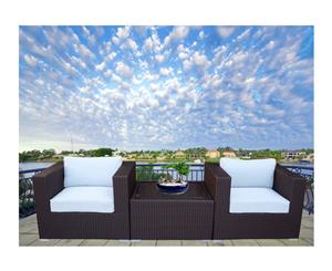 Brown Modena 3 Piece Outdoor Setting With White Cushion Cover