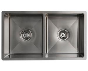 BuildMat 35 x 40cm Brushed Stainless Steel Double Bowl Kitchen Sink