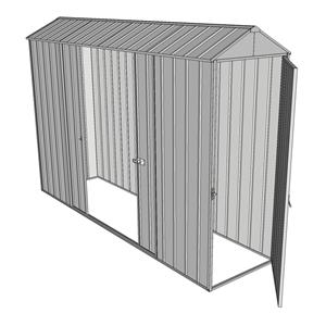 Build-a-Shed 0.8 x 3 x 2.3m Gable Single Hinged Door Shed with Double Sliding Side Door - Zinc