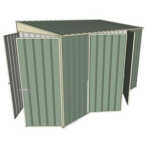 Build-a-Shed 1.5 x 3 x 2m Double Hinged Side Door Skillion Shed - Green