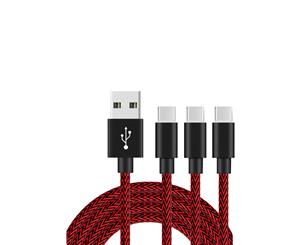 Catzon 1M 2M 3M 3Packs USB Type C Cable Nylon Braided W Phone Cable Fast Charger Cable USB Cord -Black Red