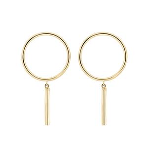 Circle Stud Bar Drop Earrings in 10ct Yellow Gold