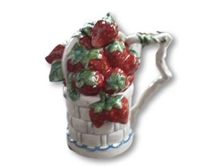 Collectable Novelty Kitchen Teapot Strawberry Basket Blue Sky China Tea Pot New