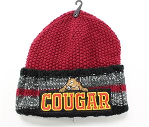 Collection 18 Dark Red One US Size Textured Knit Cougar Cuffed Beanie