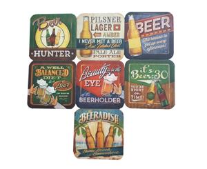Country Kitchen Beer Drinking Cork Backed Board Coasters Set 7 New