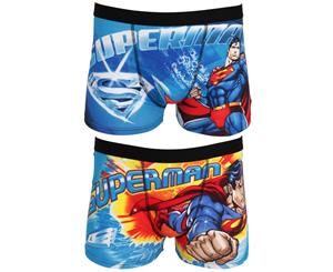 Dc Comics Mens Superman Cotton Rich Boxer Shorts (2 Pairs) (Blue) - SWIM644