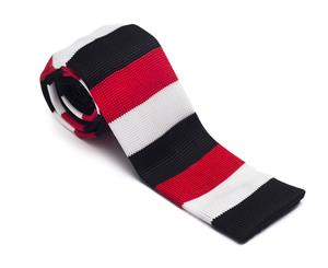 Decked-Up Men's Knitted Tie - Red White & Black Stripes