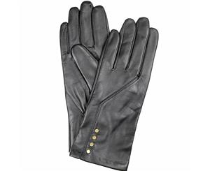 Dents Women's Leather Gloves With Fleece Lining - Black