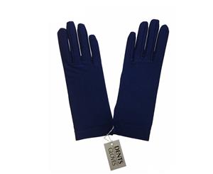 Dents Wrist Length Bridal Satin Evening Gloves - Blue
