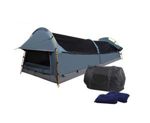 Derk Double Swag Camping Swags Canvas Tent Deluxe Aluminum Poles Bag Navy