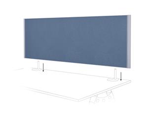 Desk Mounted Privacy Screen Silver Frame - 1600mm - ocean fabric silver frame double desk based screen