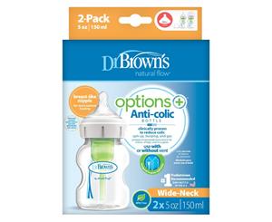 Dr Brown's Options PLUS Wide Neck Baby Bottle 150ml 2pk