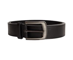 Duke Mens Samuel Large Buckle Leather Belt (Black) - DC121