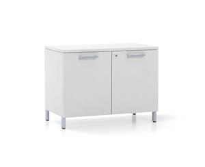 Executive Credenza Office Storage Cabinet Extra - 800mm [Silver Handle] - White