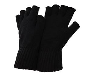 Floso Mens Fingerless Winter Gloves (Black) - MG-12D