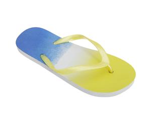 Floso Womens/Ladies Two Tone Colour Fade Toe Post Flip Flops (Yellow/Navy) - FLIP261