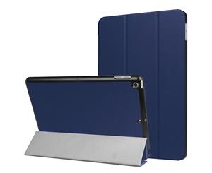 For iPad 20182017 9.7in CaseKarst Textured 3-fold Leather CoverDark Blue