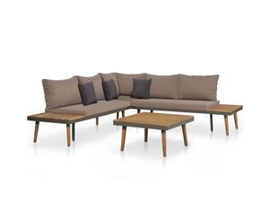 Garden Sofa Set 4 Piece Solid Acacia Wood and Steel Outdoor Furniture