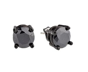 Iced Out Bling Round Zirconia Ear Studs - black
