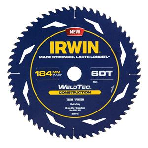 Irwin Weldtec 184mm 60T Construction Circular Saw Blade