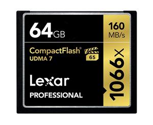 Lexar Professional 1066x 64GB VPG-65 CF Compact Flash Card - Upto 160MB/s LCF64GCRBAP1066