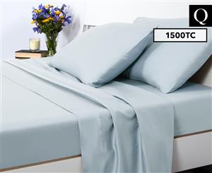 Luxury Living 1500TC Queen Bed Sheet Set - Pastel Blue
