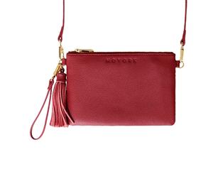 Moyork WATT Genuine Leather Clutch with Strap 4000mAh Power Bank Merlot Red - Purse Bag Charger